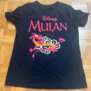 Disney Mulan Black Tee with Red and Yellow Design